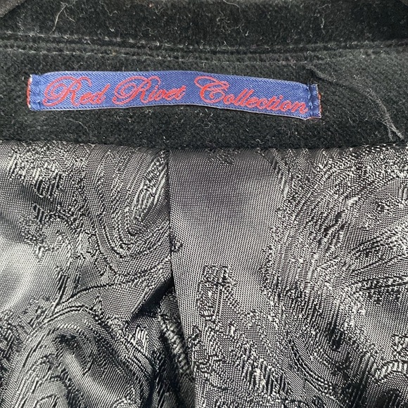 STONE ROSE BLACK VELVET PEAK LAPEL BLAZER Red Rivet Collection size 44R - Picture 4 of 12
